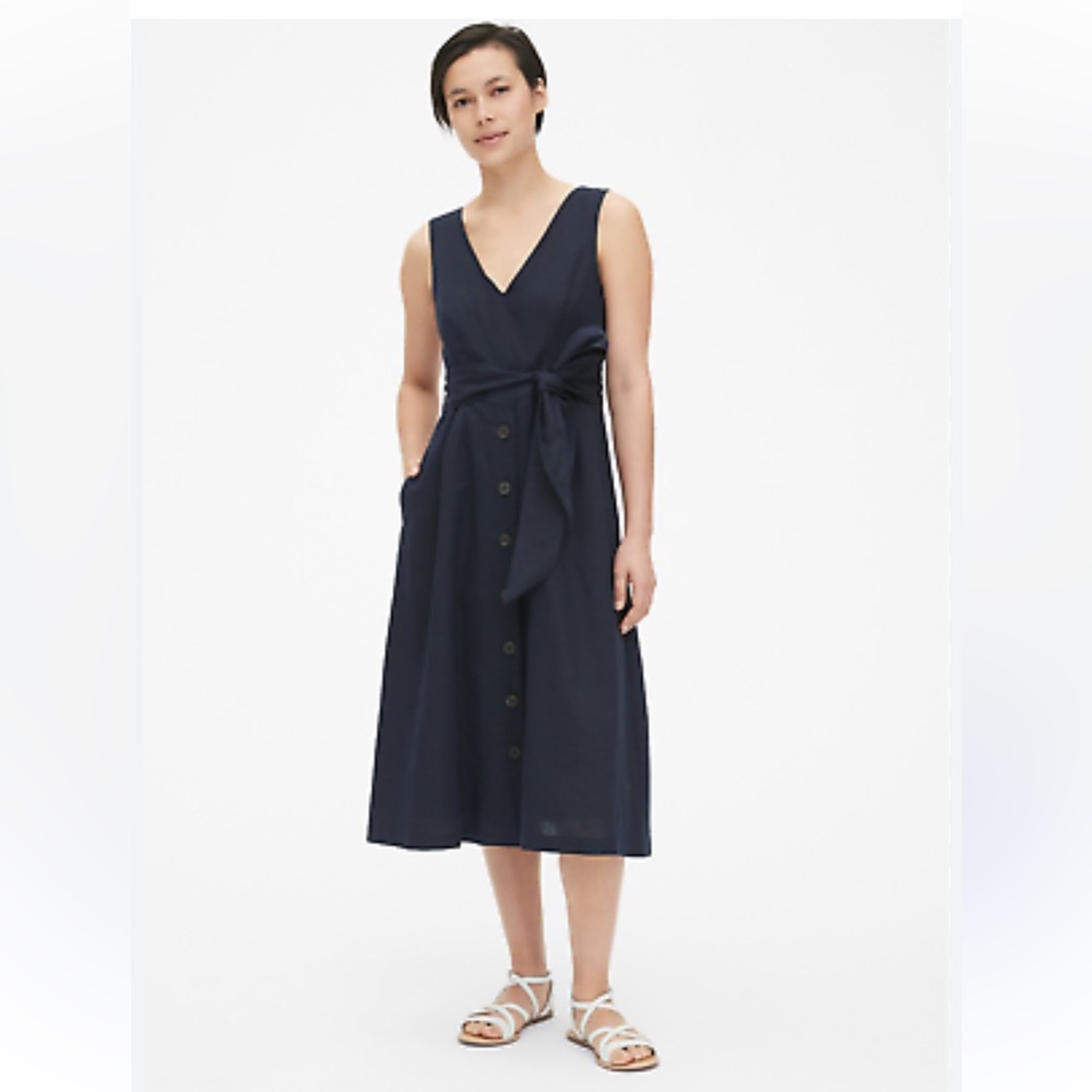 Gap Navy Linen / Cotton Dress - Size 2 - Perfect for Spring & Summer